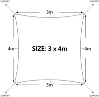Dripex 3x4m Árnyékoló Vitorla UV Védelem Szürke Teraszra Erkélyre Kertbe 3
