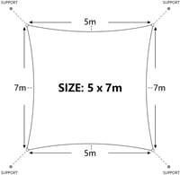 Dripex 5x7m Árnyékoló Vászon UV Védelem Szél- és Esővédett Szürke Teraszra 7