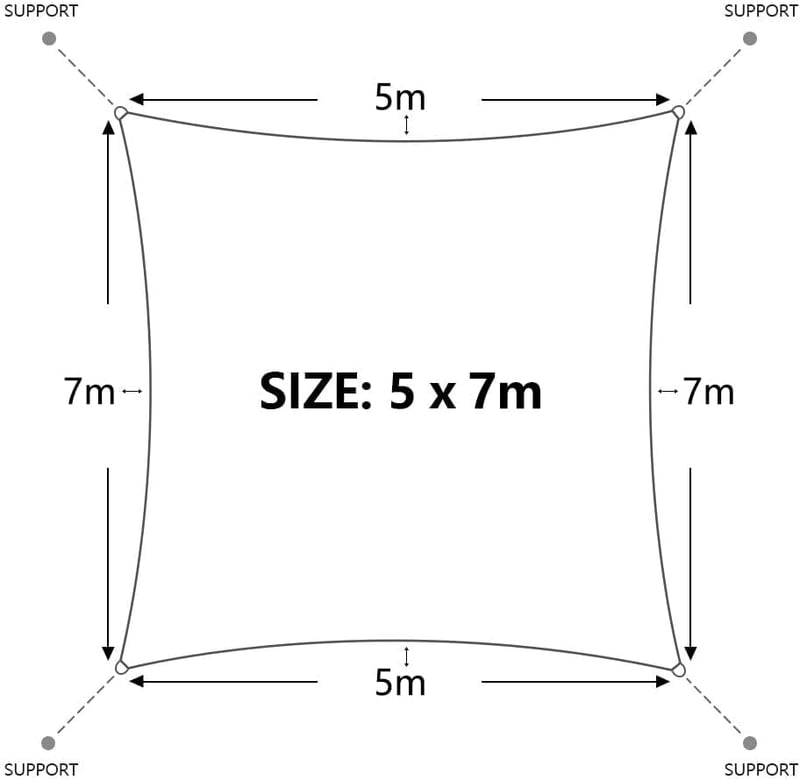 Dripex 5x7m Árnyékoló Vászon UV Védelem Szél- és Esővédett Szürke Teraszra