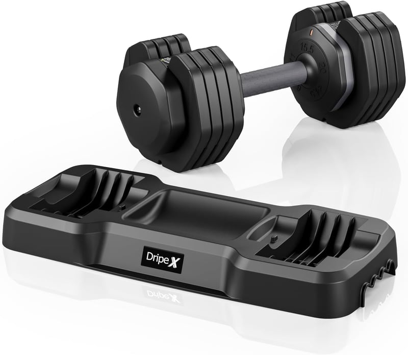Dripex állítható súlyzó készlet csúszásmentes fogantyúval és tárolóval 24.5 kg