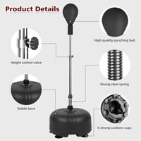 Dripex Állítható talpas ütőlabda gyorsasági speed ball fekete box reflex tréning felnőtteknek és gyerekeknek otthonra és terembe 2