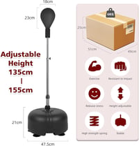 Dripex Állítható talpas ütőlabda gyorsasági speed ball fekete box reflex tréning felnőtteknek és gyerekeknek otthonra és terembe 6