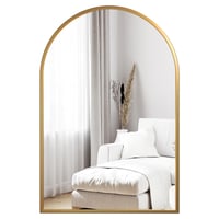 Dripex Zlatno Okruglo Lučno Ogledalo 60x90 cm s Aluminijskim Okvirom - HD Zidno Ogledalo za Kupaonicu, Garderobu, Dnevni Boravak, s Nerazbijenim Staklom 1