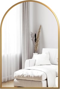 Dripex Arany Kerek Boltíves Tükör 60x90 cm Alumínium Kerettel - HD Fali Tükör Fürdőszobába, Öltözőbe, Nappaliba, Törhetetlen Üveggel 1