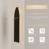 Dripex Arany Kerek Boltíves Tükör 60x90 cm Alumínium Kerettel - HD Fali Tükör Fürdőszobába, Öltözőbe, Nappaliba, Törhetetlen Üveggel 7
