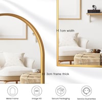Dripex Arany Kerek Boltíves Tükör 60x90 cm Alumínium Kerettel - HD Fali Tükör Fürdőszobába, Öltözőbe, Nappaliba, Törhetetlen Üveggel 4