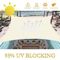 Dripex Tenda za sunce 3x5m Vodootporna Sjena - Pravokutna Poliesterska Zaštita od sunca s 95% UV filterom, Otporna na vjetar, Krem bijela, s užadima za pričvršćivanje za terasu. 2