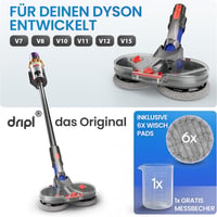 Dripl Mopovací nadstavec pre vysávače Dyson V7/V8/V10/V11/V15/Gen5, elektrický mop na podlahy, s odnímateľnou nádržkou na vodu, 6 umývateľnými mopmi a 1 nabíjačkou 2