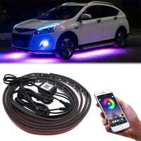 DriSubt LED Alváz Világítás Szett 4 db (2x60+2x90 cm) - Bluetooth Applikációs Vezérlés, 64 Üzemmód, RGB 16 Millió Szín, IP68 Vízálló, Autó D 1