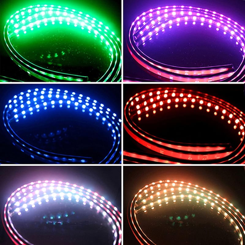 DriSubt LED Alváz Világítás Szett 4 db (2x60+2x90 cm) - Bluetooth Applikációs Vezérlés, 64 Üzemmód, RGB 16 Millió Szín, IP68 Vízálló, Autó D