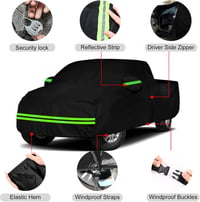 DriSubt Vízálló Pickup Autótakaró - Ford Ranger, Toyota Hilux, Nissan Navara Kompatibilis - Hidroszálas Pamut, Éjszakai Fénycsíkkal, Sofőrol 4
