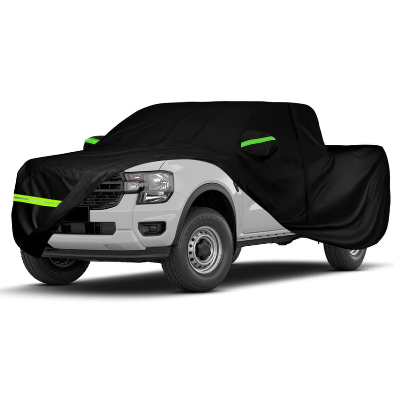 DriSubt Vodootporna Navlaka za Pickup Vozila - Kompatibilna s Ford Rangerom, Toyota Hiluxom, Nissan Navarom - Hidrofiber Pamuk, s Noćnom Svjetlosnom Trakom, sa Strane Vozača