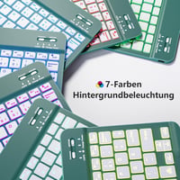 drivego iPad 11/10 generációs tok billentyűzettel, 7 színű LED világítás, mágneses, toll tartóval - Pine Green 6