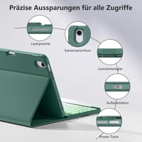 drivego iPad 11/10 generációs tok billentyűzettel, 7 színű LED világítás, mágneses, toll tartóval - Pine Green 9