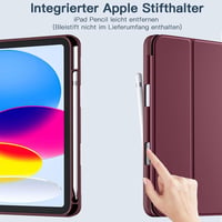 drivego iPad 11 (2025) / iPad 10 (2022) tok ceruzatartóval, háromszoros állvánnyal - borvörös 5