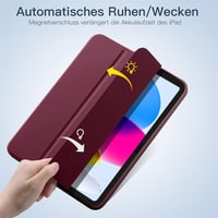 drivego iPad 11 (2025) / iPad 10 (2022) tok ceruzatartóval, háromszoros állvánnyal - borvörös 3
