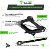 DriveUpTools 2 tonna hidraulikus autóemelő, 395 mm emelési magasság, vízálló táskával 2