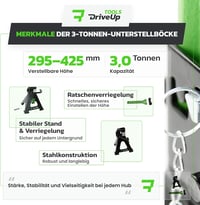 DriveUpTools 3 Tonna Autó Emelőállvány Pár - 280-420mm Emelési Magasság 3