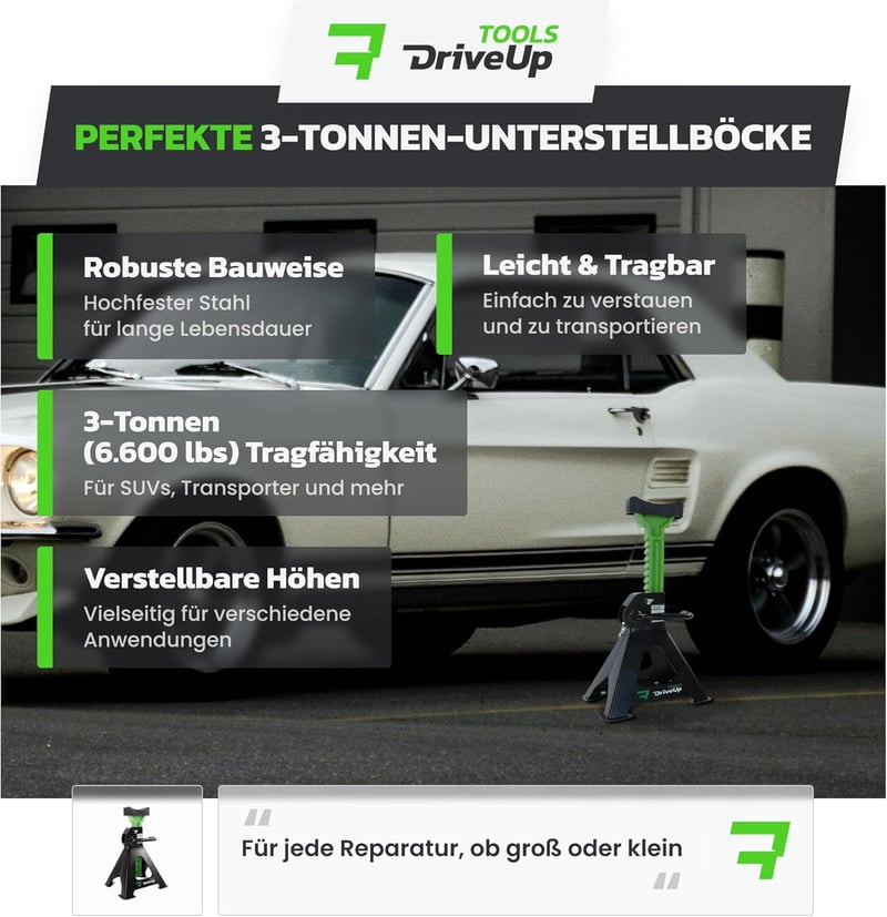 DriveUpTools 3 Tonna Autó Emelőállvány Pár - 280-420mm Emelési Magasság