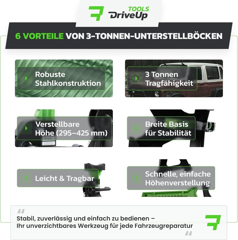 DriveUpTools 3 Tonna Autó Emelőállvány Pár - 280-420mm Emelési Magasság