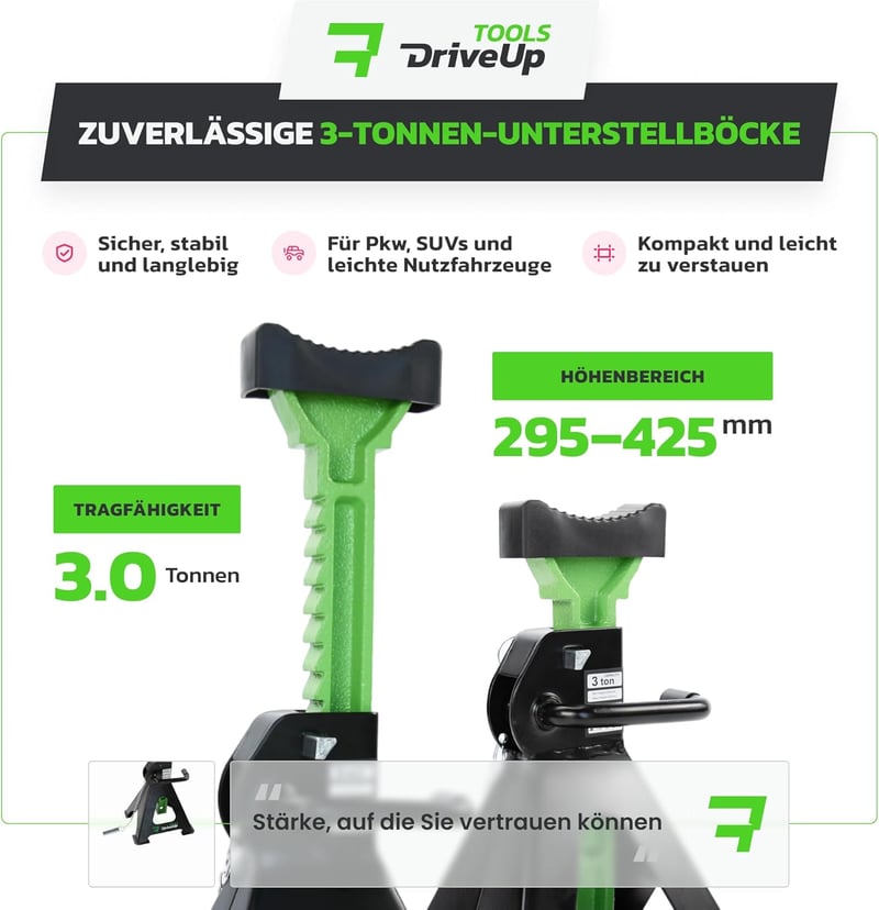 DriveUpTools 3 Tonna Autó Emelőállvány Pár - 280-420mm Emelési Magasság