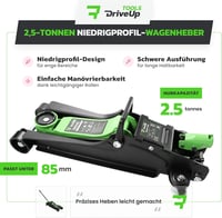 DriveUpTools hidraulikus emelő 2.5T 85-350mm emeléssel 2500kg terhelhetőség 2