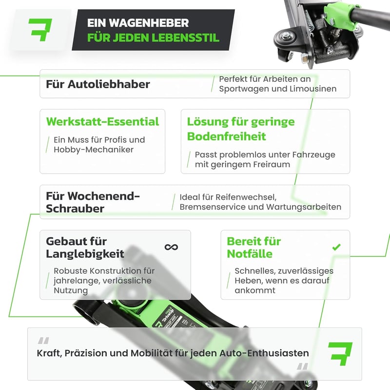DriveUpTools hidraulikus emelő 2.5T 85-350mm emeléssel 2500kg terhelhetőség