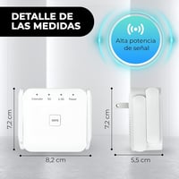 DRS Products Dual Band WiFi Jelismétlő 2.4GHz 300Mbps/5GHz 1200Mbps - 4 Irányított Antennával és LAN Porttal, Fehér Színben 5