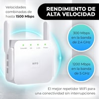 DRS Products Dual Band WiFi Jelismétlő 2.4GHz 300Mbps/5GHz 1200Mbps - 4 Irányított Antennával és LAN Porttal, Fehér Színben 2