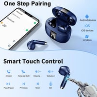 Drsaec J55 Bluetooth Fülhallgató - Vezeték Nélküli 5.3, 4 Mikrofon, ENC Zajszűrés, 48 Órás Üzemidő, LED Kijelzős Tok, IP7 Vízálló, Kék 4