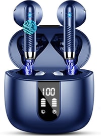 Drsaec J55 Bluetooth Fülhallgató - Vezeték Nélküli 5.3, 4 Mikrofon, ENC Zajszűrés, 48 Órás Üzemidő, LED Kijelzős Tok, IP7 Vízálló, Kék 1