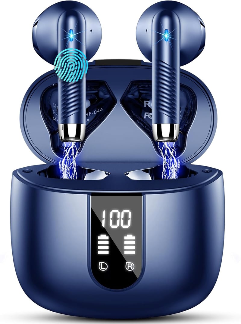 Drsaec J55 Bluetooth Fülhallgató - Vezeték Nélküli 5.3, 4 Mikrofon, ENC Zajszűrés, 48 Órás Üzemidő, LED Kijelzős Tok, IP7 Vízálló, Kék