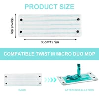 Drufoful set od 2 zamjenske navlake za mop Leifheit Clean Twist M Micro Duo, krpa od mikrovlakana 33x15 cm za temeljito čišćenje 2