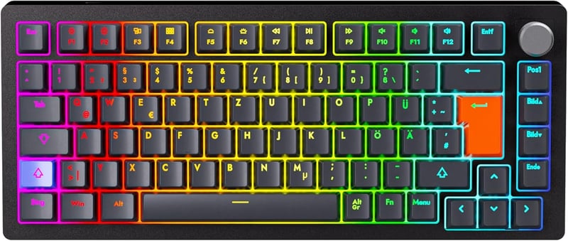 DrunkDeer A75 Mechanikus Gaming Billentyűzet Mágneses Kapcsolóval RGB 75% TKL ISO DE Fekete