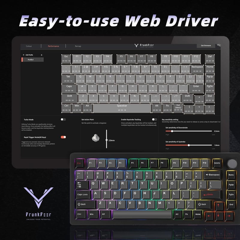 DrunkDeer A75 Pro Mechanikus Gamer Billentyűzet RGB 75% TKL Gyors Trigger