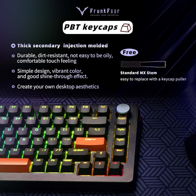 DrunkDeer A75 Pro Mechanikus Gaming Billentyűzet 75% Rapid Trigger Csendes Mágneses Kapcsoló RGB Világítás PBT Keycap
