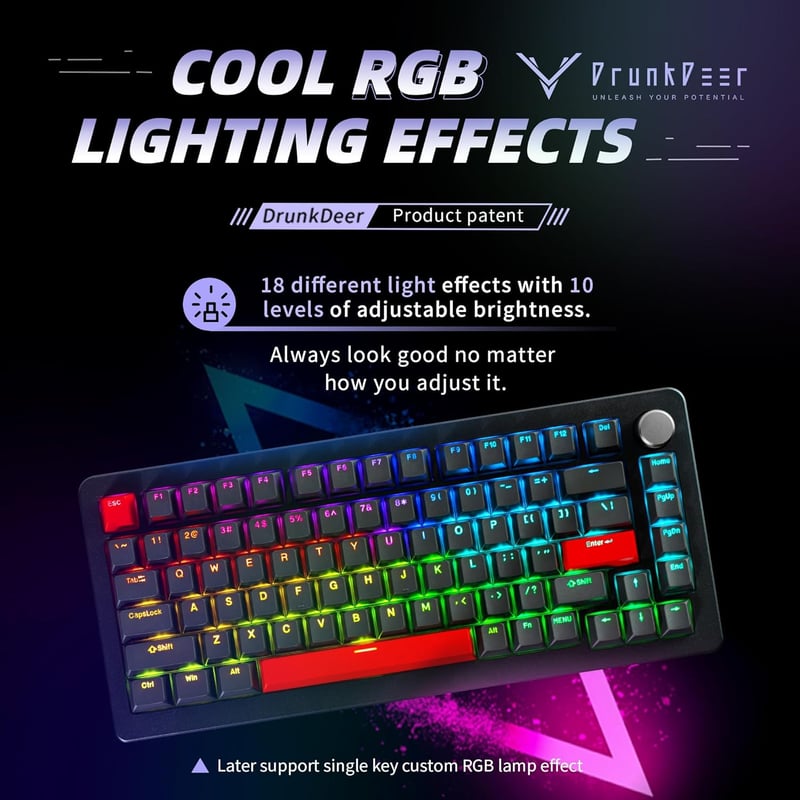DrunkDeer A75 Pro Mechanikus Gaming Billentyűzet 75% Rapid Trigger Csendes Mágneses Kapcsoló RGB Világítás PBT Keycap