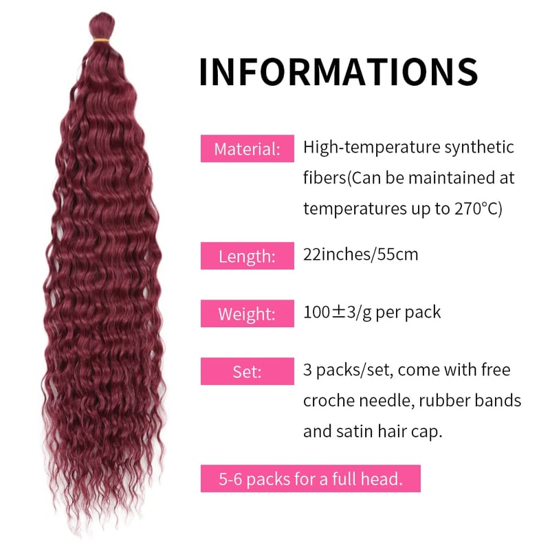 Dsoar 22 Inch Deep Twist Crochet Hajfonás 3 Csomag Ocean Wave Szintetikus Hajhosszabbítás