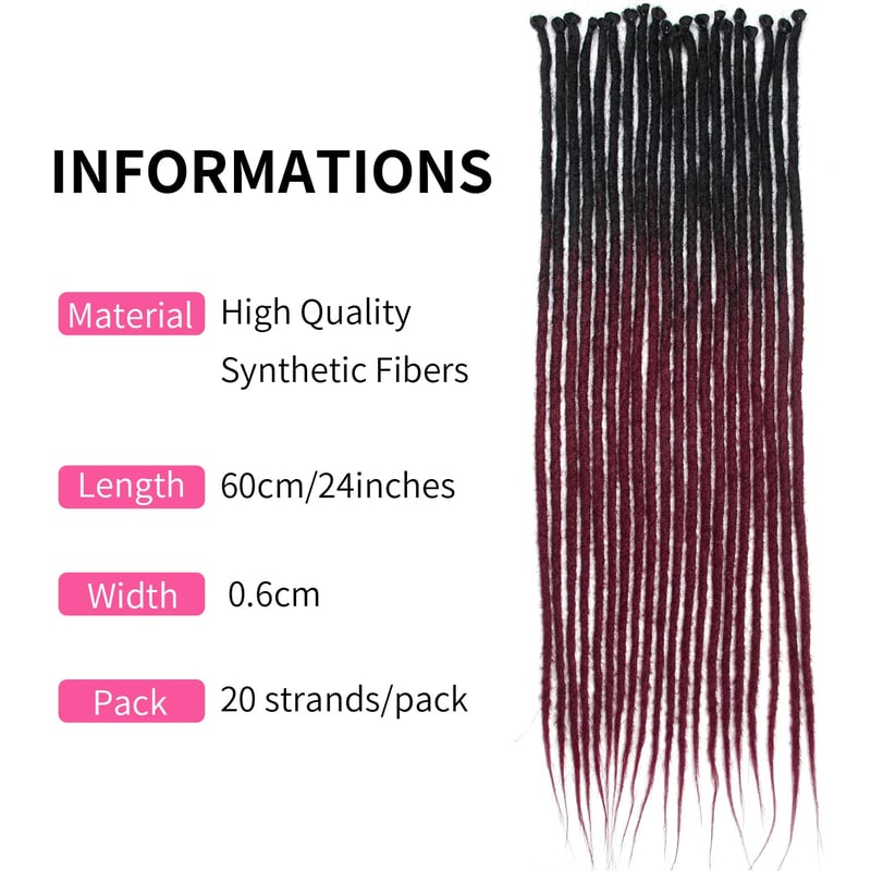 Dsoar Szintetikus Dreadlock Extensions 60cm Kézműves Haj Hosszú Fonott Fonat