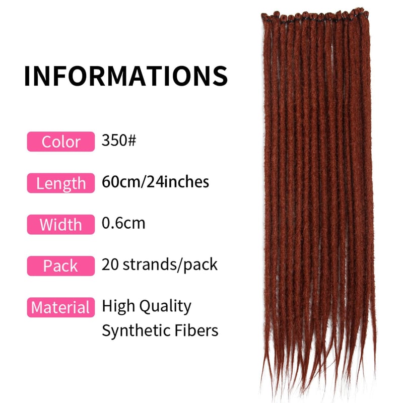 Dsoar Szintetikus Dreadlock Extensions 61cm Hosszú Horgolt Haj 20 Szál