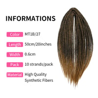Dsoar Vékony Szintetikus Dreadlock Hajhosszabbítás 50cm 10 Szál Horgolt Fonás 5