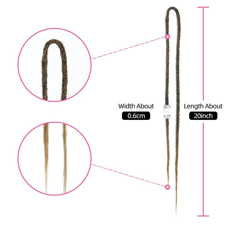 Dsoar Vékony Szintetikus Dreadlock Hajhosszabbítás 50cm 10 Szál Horgolt Fonás
