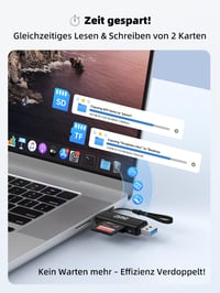 Čítačka kariet DSRKE SD, USB-C a USB 3.0, SD/Micro SD, duálny konektor - čierna 5