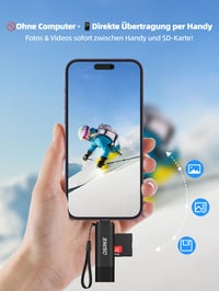Čítačka kariet DSRKE SD, USB-C a USB 3.0, SD/Micro SD, duálny konektor - čierna 4