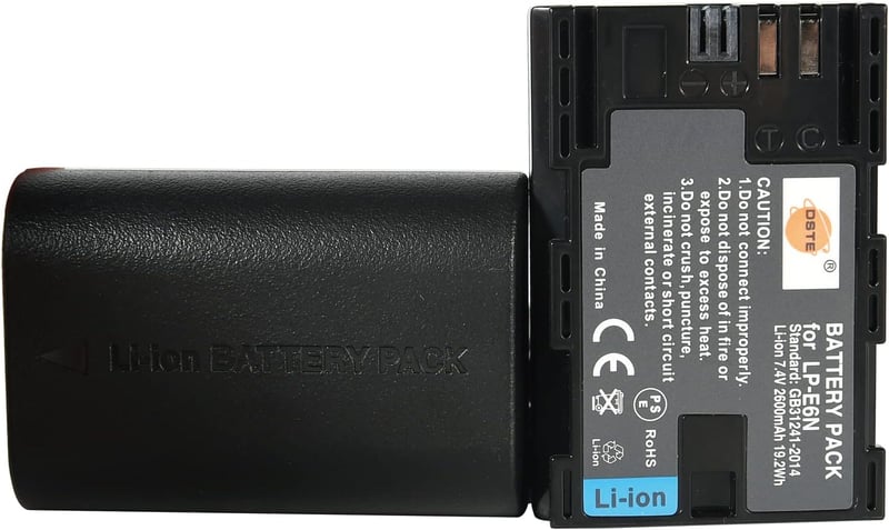 DSTE 2db Li-ion Akkumulátor + Micro USB Töltő Canon EOS R5 R6 5C XC10 XC15 LP-E6N