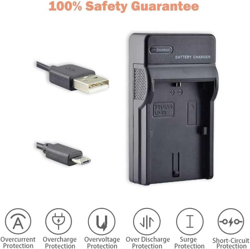 DSTE 2db Li-ion Akkumulátor + Micro USB Töltő Canon EOS R5 R6 5C XC10 XC15 LP-E6N
