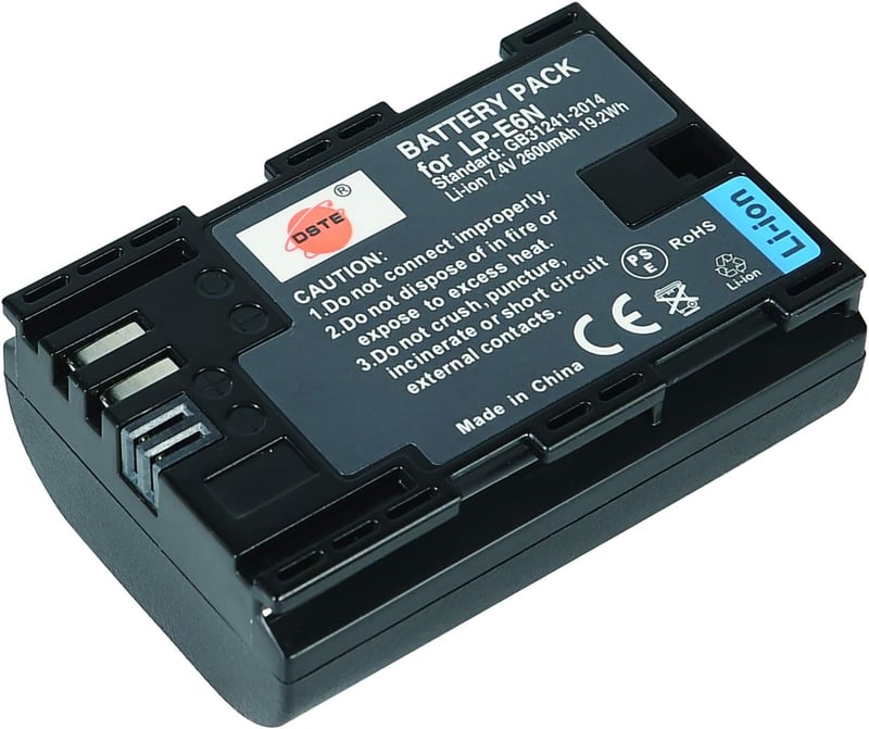DSTE 2db Li-ion Akkumulátor + Micro USB Töltő Canon EOS R5 R6 5C XC10 XC15 LP-E6N