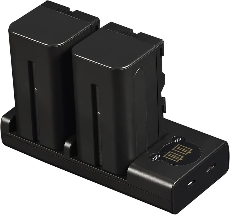 DSTE 2x NP-F970 Akkumulátor + Dupla USB Töltő LCD Kijelzővel Sony Kamerához