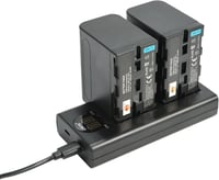 DSTE 2x NP-F970 Akkumulátor + Dupla USB Töltő LCD Kijelzővel Sony Kamerához 1