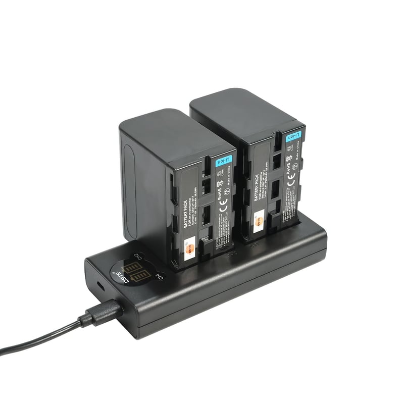 Zamjenska baterija DSTE NP-F970 (2 kom) + dvostruki USB punjač s LCD zaslonom